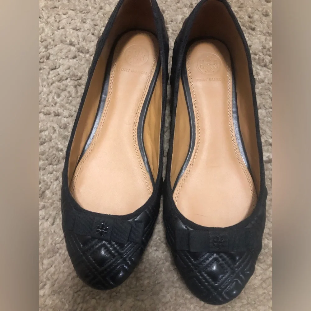Tory Burch Marion Quilted Leather Ballet Flats  Size 7 GREAT CONDITIONS